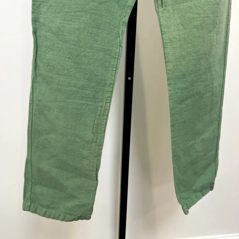 Dr. Collector's P38 Linen Cotton Basil Pants Medium NEW Green Relaxed Fit Rope